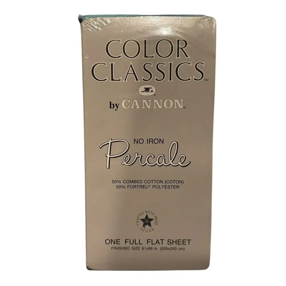 VTG Percale Full Flat Bed Sheet (1) Turquoise Cannon Color Classics‎ NEW SEALED